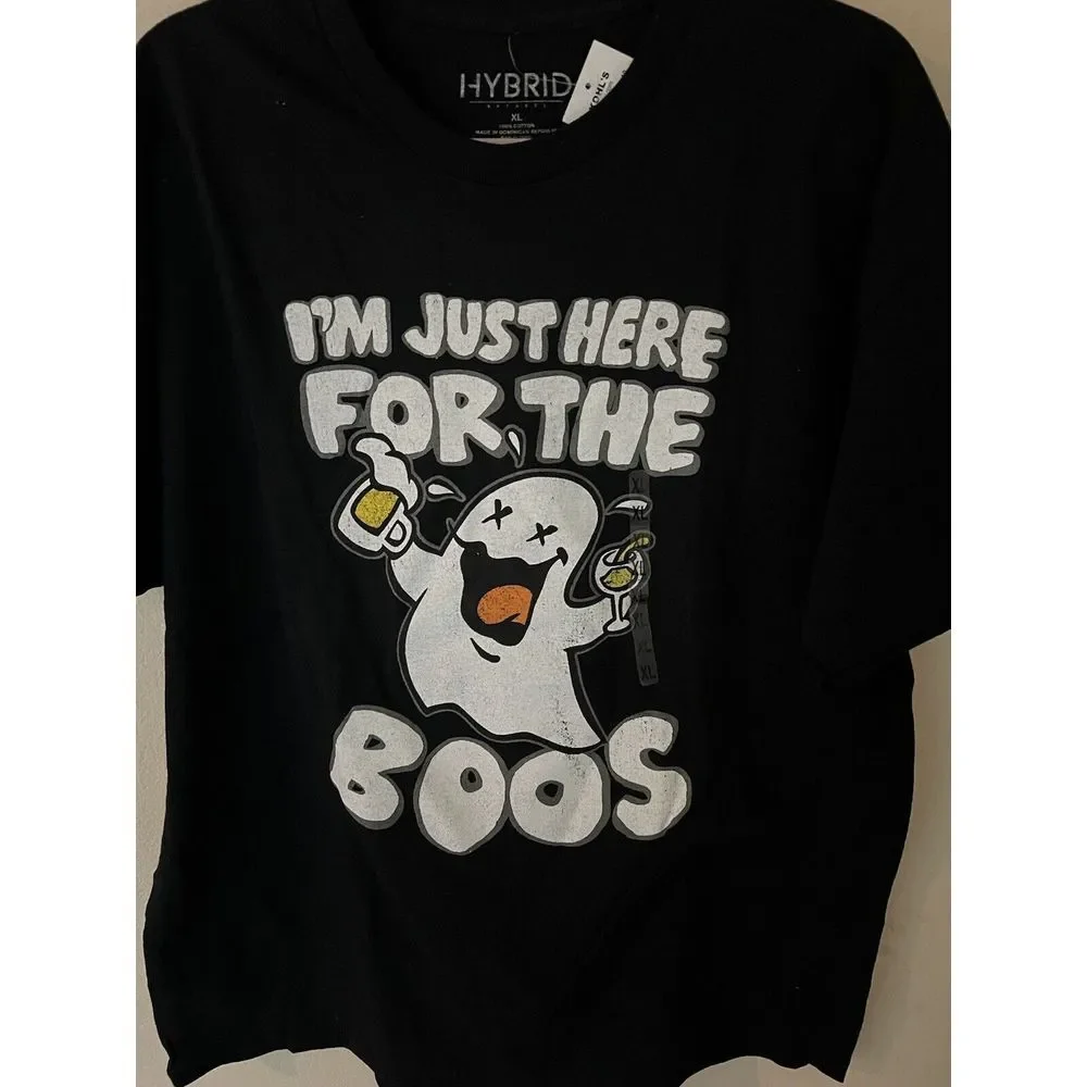 Men's Halloween I'm Here For The Boos Ghost‎ T-Shirt XL (46-48) Black NWT